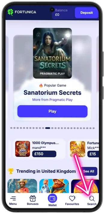 Big Bass Trophy Catch Slot search icon in casino lobby